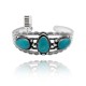 3 Stone Sun Design .925 Sterling Silver Certified Authentic Navajo Native American Natural Turquoise Cuff Bracelet 32136