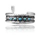 Beveled Edge .925 Sterling Silver Certified Authentic Navajo Native American Natural Turquoise Wave Cuff Bracelet 32139