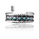 Beveled Edge .925 Sterling Silver Certified Authentic Navajo Native American Natural Turquoise Wave Cuff Bracelet 32139