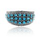 Traditional Multi Stone .925 Sterling Silver Certified Authentic Navajo Native American Natural Turquoise Cuff Bracelet 32142