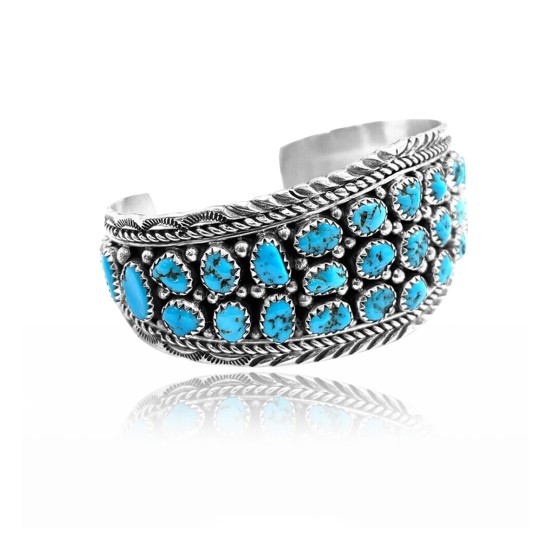 Traditional Multi Stone .925 Sterling Silver Certified Authentic Navajo Native American Natural Turquoise Cuff Bracelet 32142 All Products NB15122312989 32142 (by LomaSiiva)