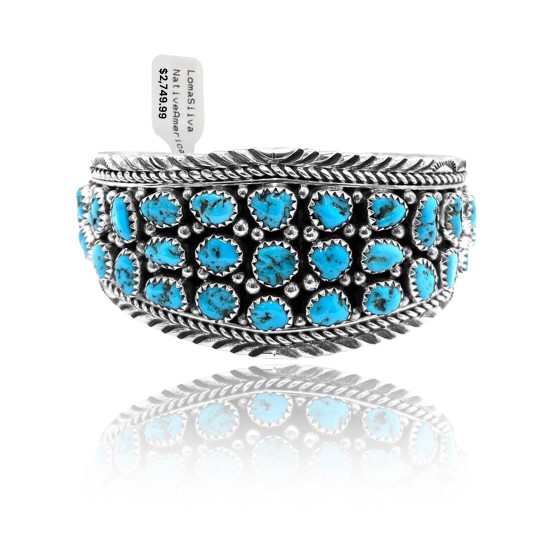 Traditional Multi Stone .925 Sterling Silver Certified Authentic Navajo Native American Natural Turquoise Cuff Bracelet 32142 All Products NB15122312989 32142 (by LomaSiiva)