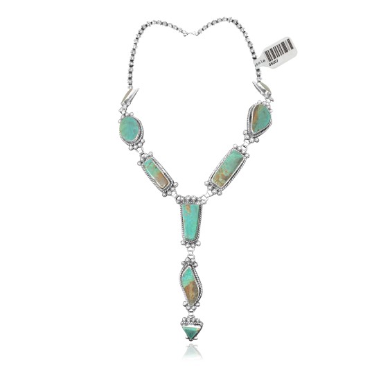Simple and Elegant .925 Sterling Silver Certified Authentic Navajo Native American Natural Multi Turquoise Necklace 35207 Necklaces & Pendants NB848909285634 35207 (by LomaSiiva)