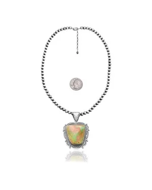 Navajo Pearl Design .925 Sterling Silver Certified Authentic Navajo Native American Natural Green Turquoise Necklace Chain Pendant 35220 Navajo Pearl Design .925 Sterling Silver Certified Authentic Navajo Native American Natural Green Turquoise Necklace Chain Pendant 35220