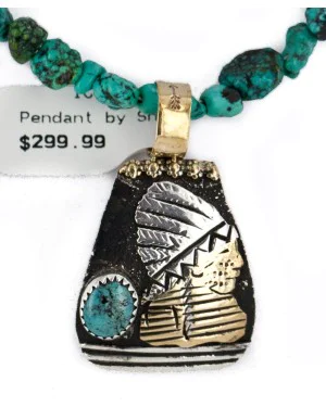 .925 Sterling Silver and 12kt Gold Filled Handmade INDIAN Certified Authentic Navajo Natural Turquoise Native American Necklace 24425-16065-3 .925 Sterling Silver and 12kt Gold Filled Handmade INDIAN Certified Authentic Navajo Natural Turquoise Native American Necklace 24425-16065-3