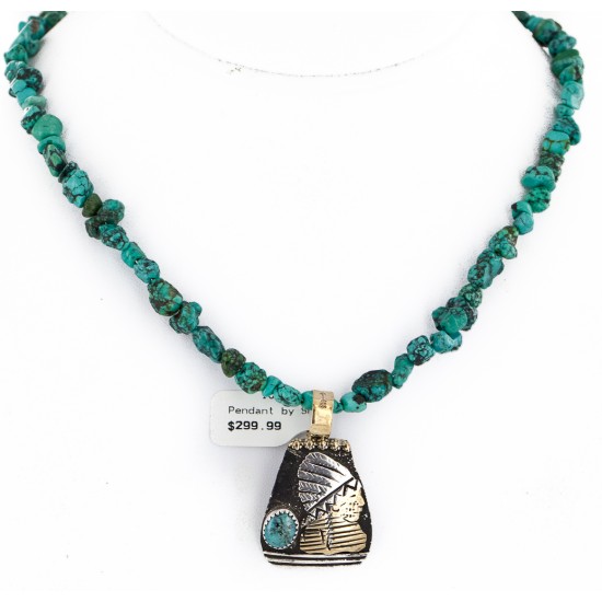 .925 Sterling Silver and 12kt Gold Filled Handmade INDIAN Certified Authentic Navajo Natural Turquoise Native American Necklace 24425-16065-3 .925 Sterling Silver and 12kt Gold Filled Handmade INDIAN Certified Authentic Navajo Natural Turquoise Native American Necklace 24425-16065-3
