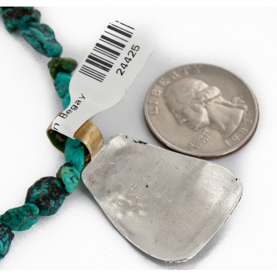 .925 Sterling Silver and 12kt Gold Filled Handmade INDIAN Certified Authentic Navajo Natural Turquoise Native American Necklace 24425-16065-3 .925 Sterling Silver and 12kt Gold Filled Handmade INDIAN Certified Authentic Navajo Natural Turquoise Native American Necklace 24425-16065-3