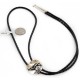 .925 Sterling Silver and 12kt Gold Filled Leather Coyote Handmade Certified Authentic Navajo Native American Bolo Tie  24417-1-2