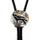 .925 Sterling Silver and 12kt Gold Filled Leather Coyote Handmade Certified Authentic Navajo Native American Bolo Tie  24417-1-2
