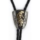 .925 Sterling Silver and 12kt Gold Filled Leather Handmade Corn Maiden Certified Authentic Navajo Native American Bolo Tie  24418-2