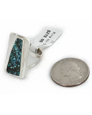 925 Sterling Silver Handmade Certified Authentic Navajo Natural Chips Turquoise Native American Ring 24427-2 925 Sterling Silver Handmade Certified Authentic Navajo Natural Chips Turquoise Native American Ring 24427-2