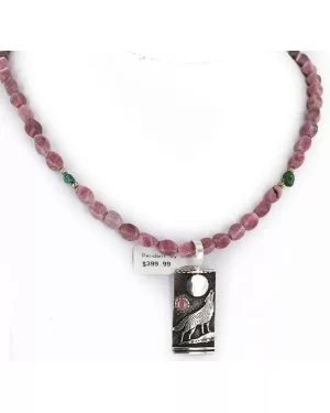 .925 Sterling Silver Handmade Wolf and Moon Certified Authentic Navajo Natural Charoite Native American Necklace 24421-1-16047-3 .925 Sterling Silver Handmade Wolf and Moon Certified Authentic Navajo Natural Charoite Native American Necklace 24421-1-16047-3