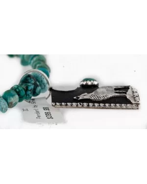 .925 Sterling Silver Handmade Wolf and Moon Certified Authentic Navajo Turquoise Native American Necklace 24421-2-15718 .925 Sterling Silver Handmade Wolf and Moon Certified Authentic Navajo Turquoise Native American Necklace 24421-2-15718