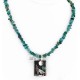 .925 Sterling Silver Handmade Wolf and Moon Certified Authentic Navajo Turquoise Native American Necklace 24421-2-15718