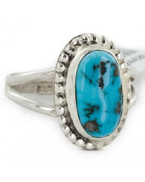 925 Sterling Silver Oval Handmade Certified Authentic Navajo Natural Turquoise Native American Ring 24429-1 925 Sterling Silver Oval Handmade Certified Authentic Navajo Natural Turquoise Native American Ring 24429-1