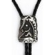 Handmade Certified Authentic Horse Leather Navajo .925 Sterling Silver Native American Bolo Tie  24418-3