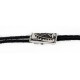 Handmade Certified Authentic Horse Leather Navajo .925 Sterling Silver Native American Bolo Tie  24419-1