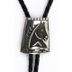 Handmade Certified Authentic Horse Leather Navajo .925 Sterling Silver Native American Bolo Tie  24419-1