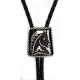 Handmade Certified Authentic Horse Leather Navajo .925 Sterling Silver Native American Bolo Tie  24419-2