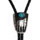 Handmade Certified Authentic Horse Leather Navajo .925 Sterling Silver Natural Turquoise Native American Bolo Tie  24417-3