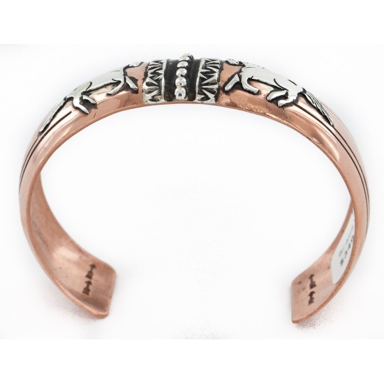 Handmade Certified Authentic Horse Navajo .925 Sterling Silver and Pure Copper Native American Bracelet 24442-1 Handmade Certified Authentic Horse Navajo .925 Sterling Silver and Pure Copper Native American Bracelet 24442-1