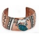 Handmade Certified Authentic Horse Navajo .925 Sterling Silver and Pure Copper Natural Chips Turquoise Wide Native American Bracelet 24443