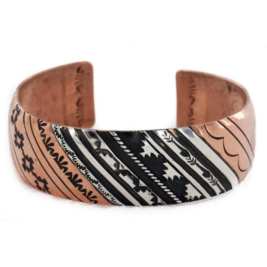 Handmade Certified Authentic Navajo .925 Sterling Silver and Pure Copper Native American Bracelet 24440-3 Handmade Certified Authentic Navajo .925 Sterling Silver and Pure Copper Native American Bracelet 24440-3