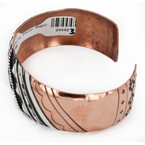 Handmade Certified Authentic Navajo .925 Sterling Silver and Pure Copper Native American Bracelet 24440-3 Handmade Certified Authentic Navajo .925 Sterling Silver and Pure Copper Native American Bracelet 24440-3
