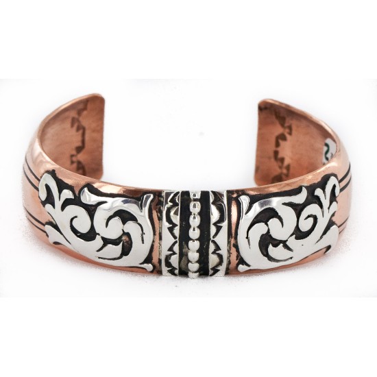 Handmade Navajo .925 Sterling Silver and Pure Copper Bracelet 24442-2