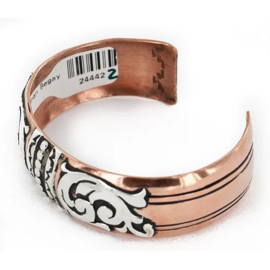 Handmade Navajo .925 Sterling Silver and Pure Copper Bracelet 24442-2