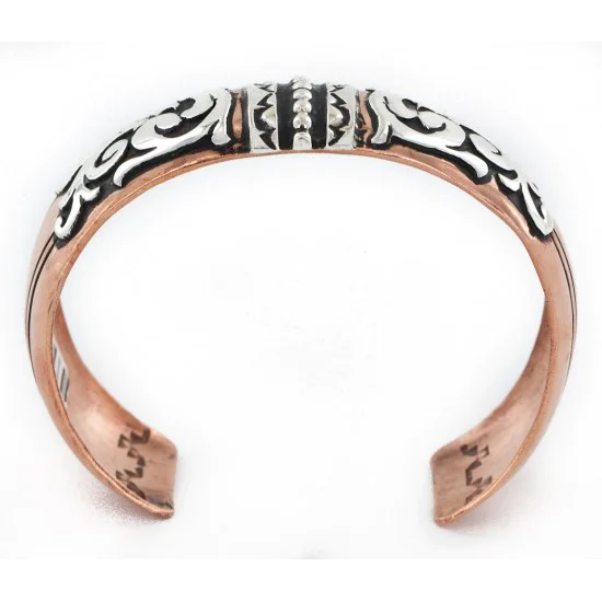 Handmade Navajo .925 Sterling Silver and Pure Copper Bracelet 24442-2