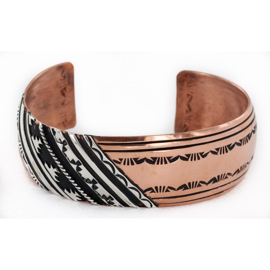 Handmade Certified Authentic Navajo Pure .925 Sterling Silver and Copper Native American Bracelet 24440-1 Handmade Certified Authentic Navajo Pure .925 Sterling Silver and Copper Native American Bracelet 24440-1