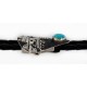 Handmade Certified Authentic Storyteller Leather Navajo .925 Sterling Silver Natural Turquoise Native American Bolo Tie  24417-2-2
