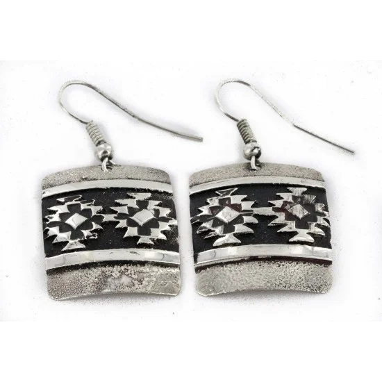 .925 Sterling Silver Handmade Certified Authentic Navajo Dangle Native American Earrings 1 24439-6 .925 Sterling Silver Handmade Certified Authentic Navajo Dangle Native American Earrings 1 24439-6