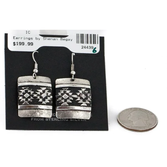 .925 Sterling Silver Handmade Certified Authentic Navajo Dangle Native American Earrings 1 24439-6 .925 Sterling Silver Handmade Certified Authentic Navajo Dangle Native American Earrings 1 24439-6