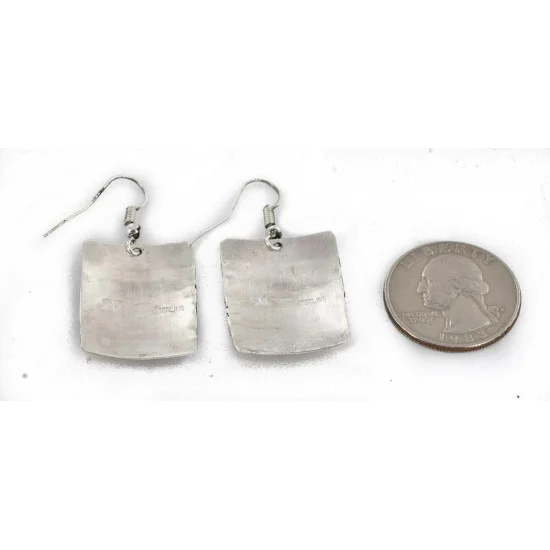 .925 Sterling Silver Handmade Certified Authentic Navajo Dangle Native American Earrings 1 24439-6 .925 Sterling Silver Handmade Certified Authentic Navajo Dangle Native American Earrings 1 24439-6