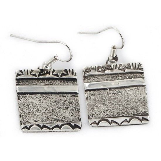 .925 Sterling Silver Handmade Certified Authentic Navajo Dangle Native American Earrings 24438-2 .925 Sterling Silver Handmade Certified Authentic Navajo Dangle Native American Earrings 24438-2