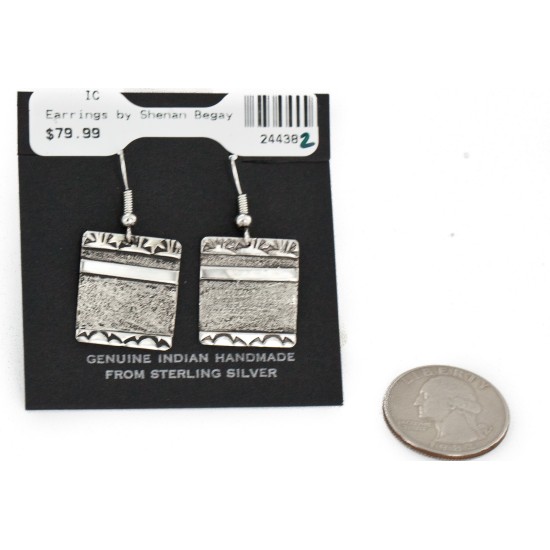 .925 Sterling Silver Handmade Certified Authentic Navajo Dangle Native American Earrings 24438-2 .925 Sterling Silver Handmade Certified Authentic Navajo Dangle Native American Earrings 24438-2