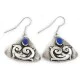 .925 Sterling Silver Handmade Certified Authentic Navajo Natural Lapis Dangle Native American Earrings 24439-3
