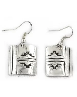 .925 Sterling Silver Handmade Certified Authentic Navajo Dangle Native American Earrings 1 24438-4 .925 Sterling Silver Handmade Certified Authentic Navajo Dangle Native American Earrings 1 24438-4