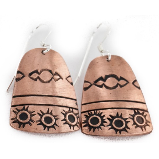 Handmade Certified Authentic Navajo Pure Copper Dangle Native American Earrings 1 24436-3 Handmade Certified Authentic Navajo Pure Copper Dangle Native American Earrings 1 24436-3