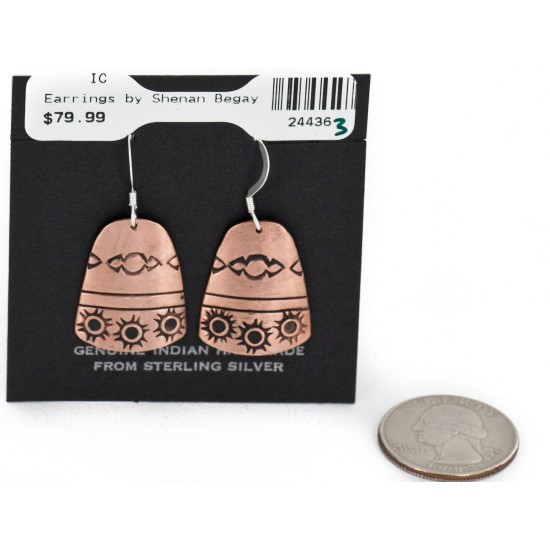 Handmade Certified Authentic Navajo Pure Copper Dangle Native American Earrings 1 24436-3 Handmade Certified Authentic Navajo Pure Copper Dangle Native American Earrings 1 24436-3