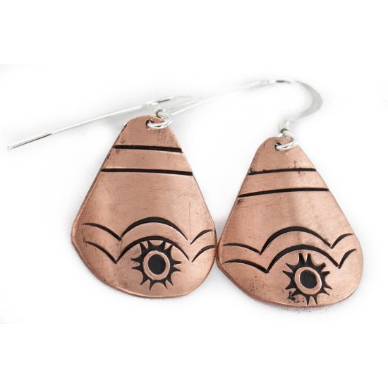 Handmade Navajo Pure Copper Dangle Earrings 24436-5 Handmade Navajo Pure Copper Dangle Earrings 24436-5