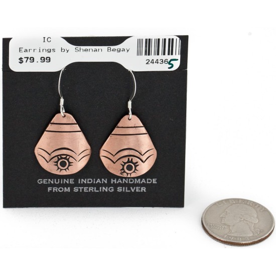 Handmade Navajo Pure Copper Dangle Earrings 24436-5 Handmade Navajo Pure Copper Dangle Earrings 24436-5