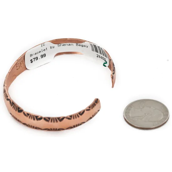 Handmade Certified Authentic Navajo Pure Copper Native American Bracelet 24450-2 Handmade Certified Authentic Navajo Pure Copper Native American Bracelet 24450-2