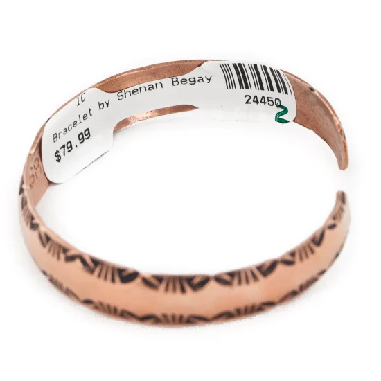 Handmade Certified Authentic Navajo Pure Copper Native American Bracelet 24450-2 Handmade Certified Authentic Navajo Pure Copper Native American Bracelet 24450-2