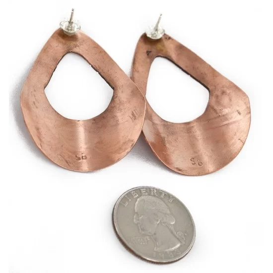 Handmade Certified Authentic Navajo Pure Copper Stud Native American Earrings 24435-1 Handmade Certified Authentic Navajo Pure Copper Stud Native American Earrings 24435-1