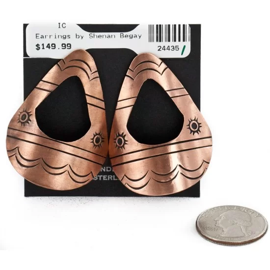 Handmade Certified Authentic Navajo Pure Copper Stud Native American Earrings 24435-1 Handmade Certified Authentic Navajo Pure Copper Stud Native American Earrings 24435-1