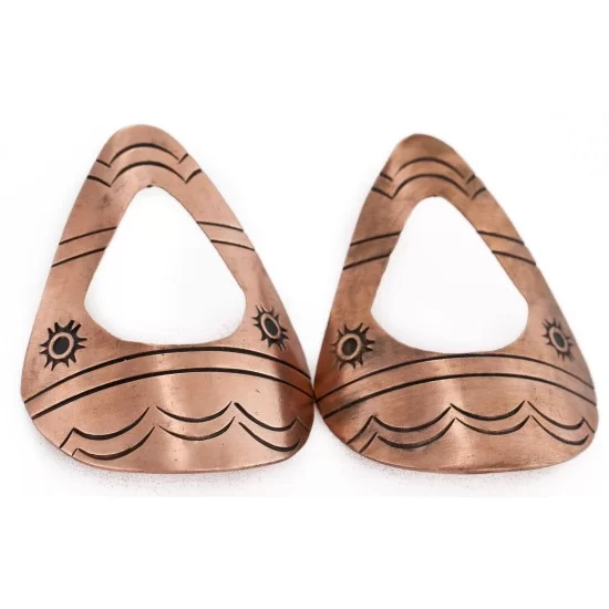 Handmade Certified Authentic Navajo Pure Copper Stud Native American Earrings 24435-1 Handmade Certified Authentic Navajo Pure Copper Stud Native American Earrings 24435-1
