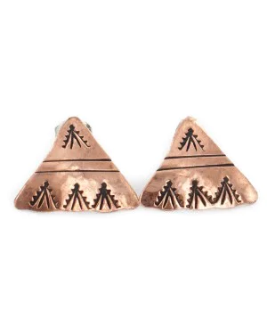 Handmade Certified Authentic Navajo Pure Copper Stud Native American Earrings 24436-4 Handmade Certified Authentic Navajo Pure Copper Stud Native American Earrings 24436-4